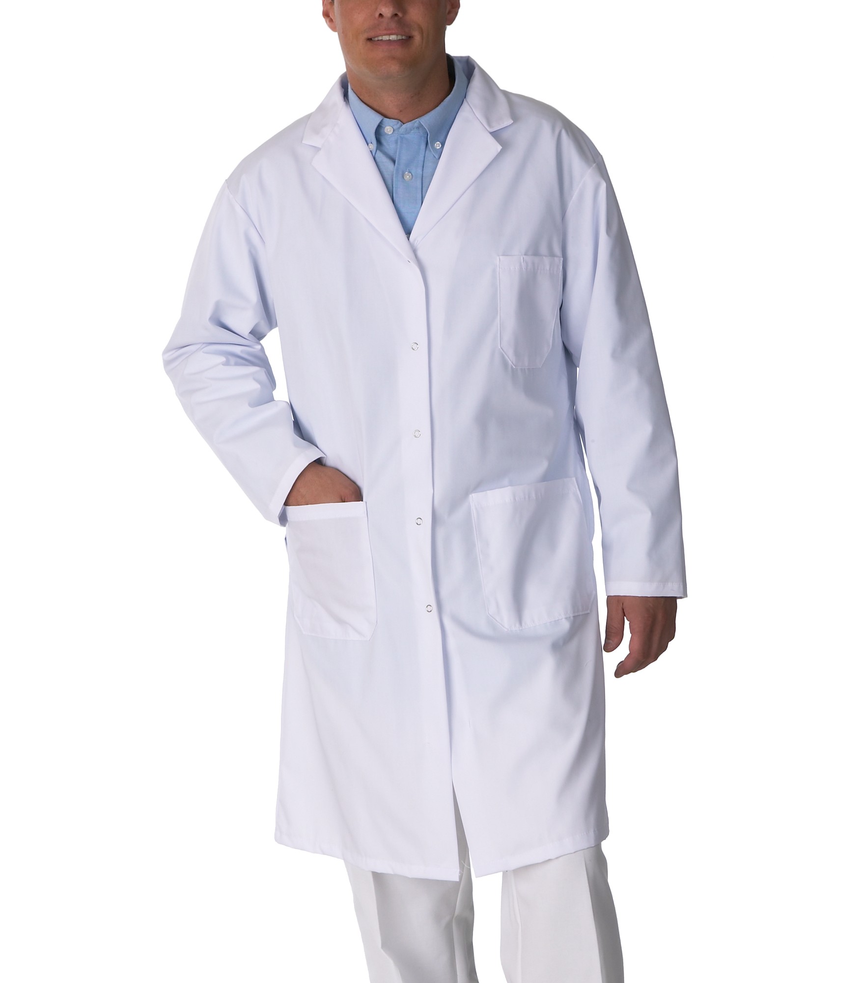 AMP_CA Canadian Linen Snap Front Lab Coat