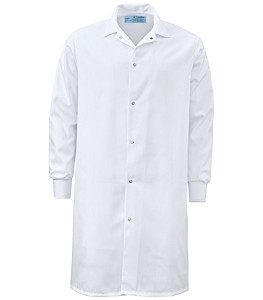 Canadian Linen Knit-Cuff Poplin Lab Coat