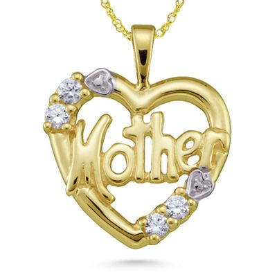 Hearts and Birthstones Surrounding "Mother" Pendant