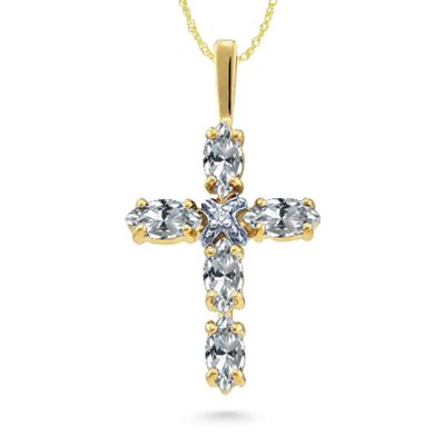 Marquise Birthstone Cross Kids Pendant