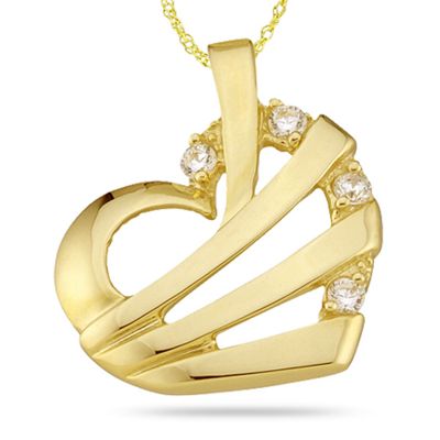 Angled "Gaufre" Birthstone Heart Pendant