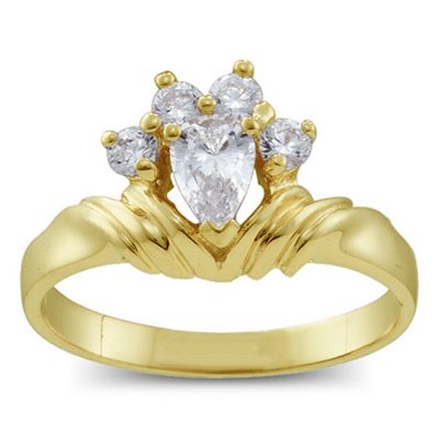 Crown Pear Birthstone Ring