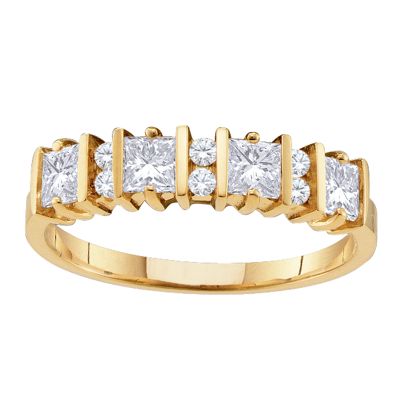 "Echo" Princess Cut Birthstone Ring With Diamond Accents