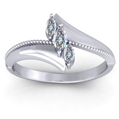 Trois Marquise Birthstone and Studded Promise Ring