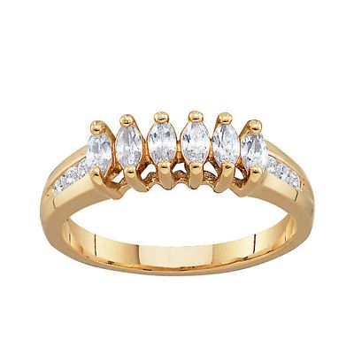 "Trinity" Marquise Birthstone Ring With Triple Diamond Accents