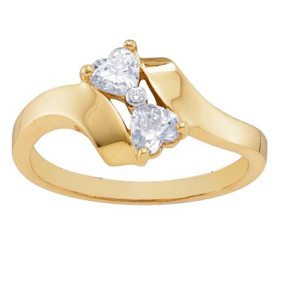 "Rhapsody" Kissing Hearts Ring With Diamond Accent Middle