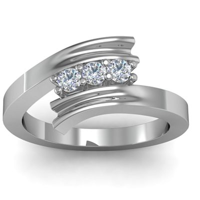 Three Stone Ridged Bypass Ring