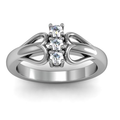 Double Heart Three Stone Promise Ring