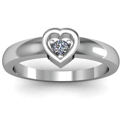 "Solitaire" Heart  Ring