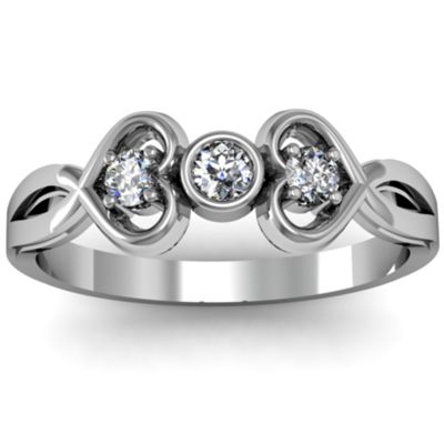 Twin Hearts with Center Bezel  Ring