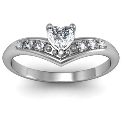V-Accented Heart  Ring