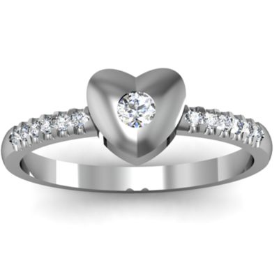 Solid Heart with Micro Pave Accents Promise Ring