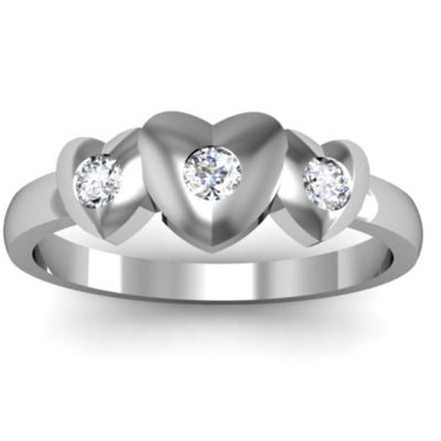 Three Heart Embedded Set Ring