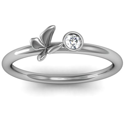 Soaring Butterfly with Stone 'Flower' Ring