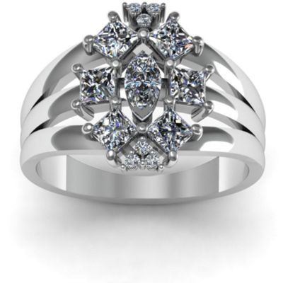 Arachna Center Marquise and Princess Ring with Accents