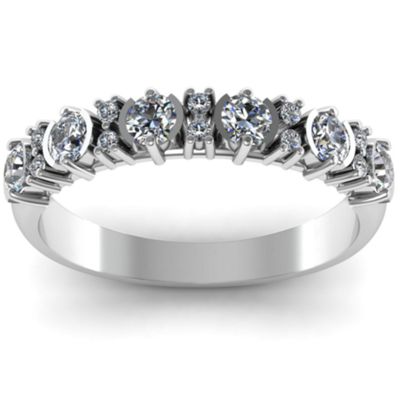 3-6 Stone Circular Half Bezel and Twin Accent Ring