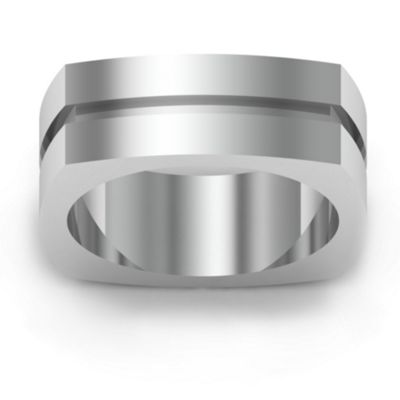 Fissure Grooved Square-shaped Mens Ring