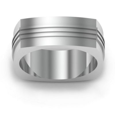 Bridge Grooved Square-shaped Mens Ring