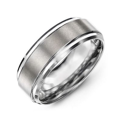 Mens Tungsten Brushed Center Ring