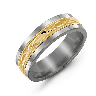 Mens Cut Out XO Center Tungsten Band Ring