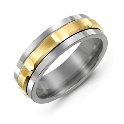 Mens Polished Center Tungsten Band Ring