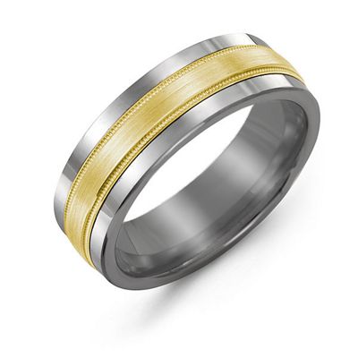 Mens Grooved Center Tungsten Band Promise Ring