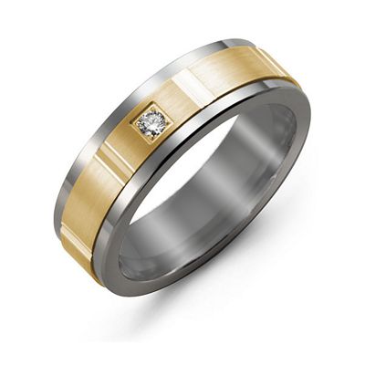 Mens Tungsten Accent Diamond Band Promise Ring