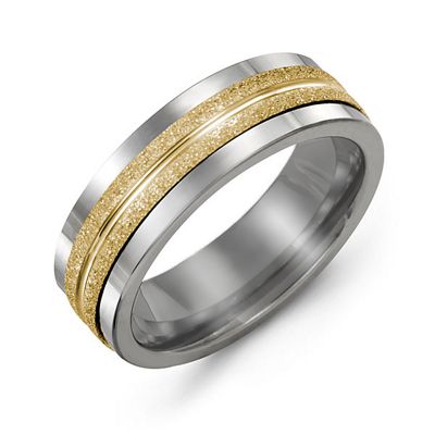 Mens Double Row Brushed Tungsten Band Promise Ring