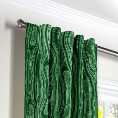 Marbled Green Malachite Back Tab Curtains