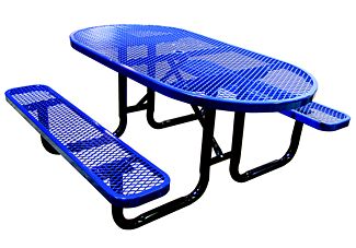 oval expanded metal picnic table