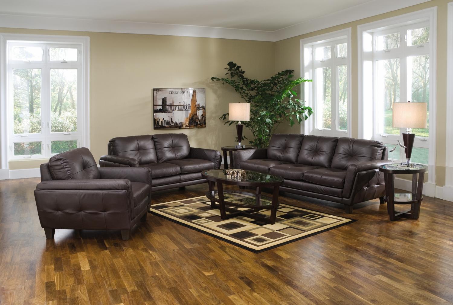 Veneto Chocolate 2-pc Leather Sofa & Loveseat Package