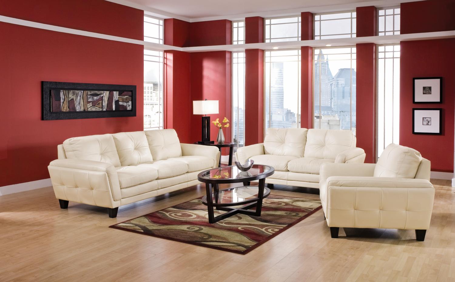 Veneto Cream 2-pc Leather Sofa & Loveseat Package