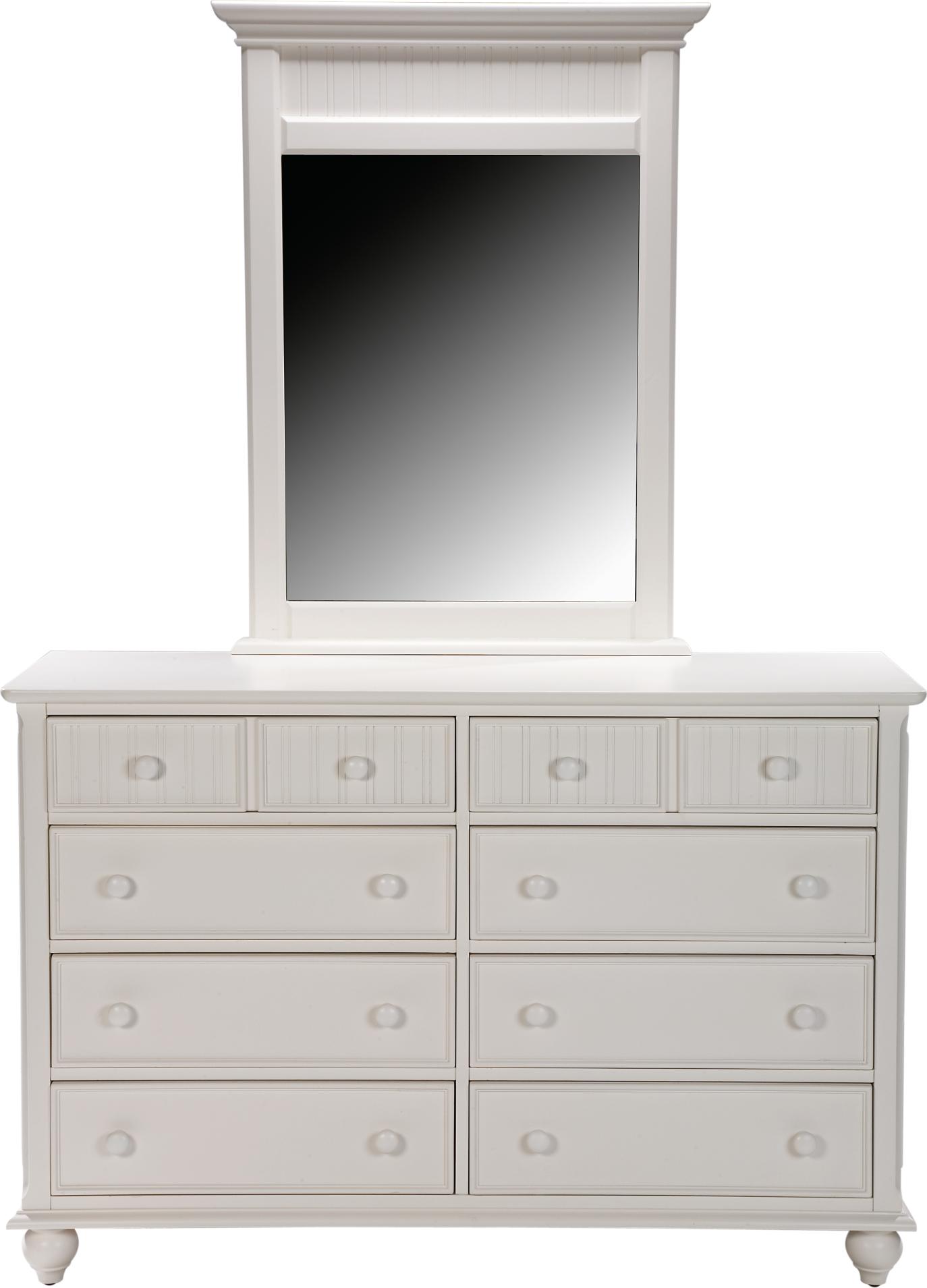 Sea Island White Dresser & Mirror