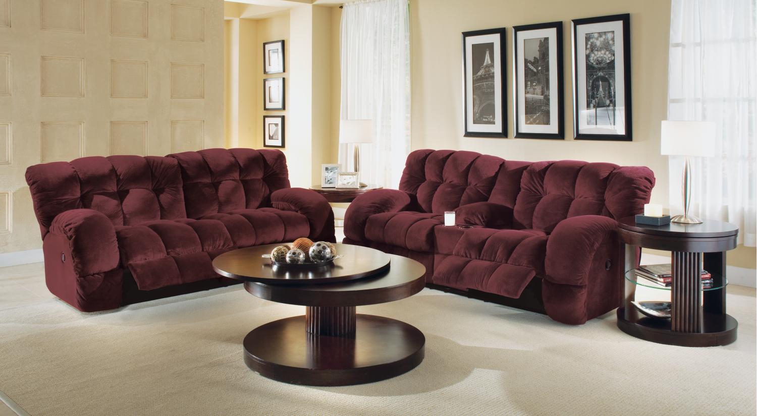 Santana Burgundy 2-pc Power Reclining Sofa & Power Reclining Sofa With Console Package