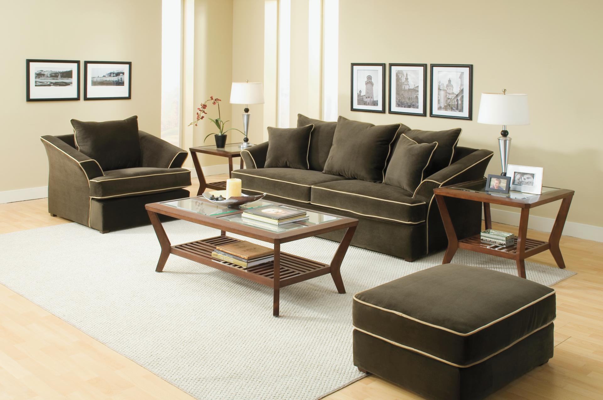 Riviera Walnut Brown 2-pc Sofa & Chair Package