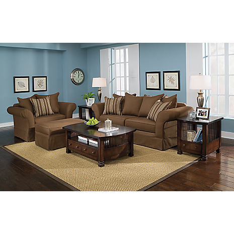 Chloe Chocolate 2-PC Sofa and Chair & 1/2 Package