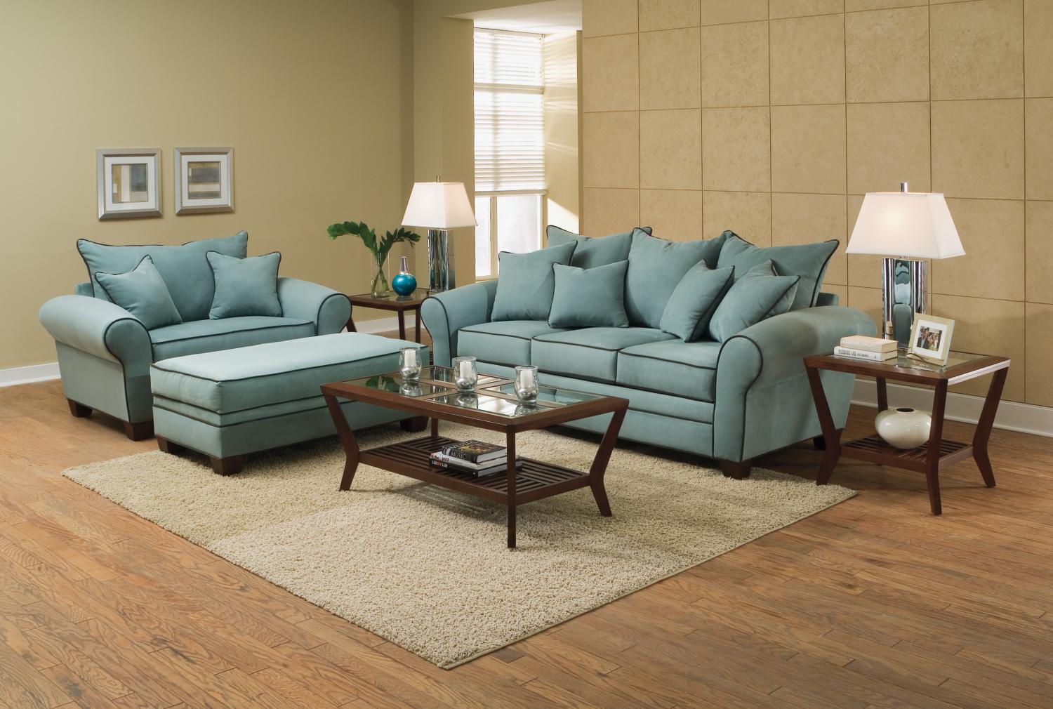 Riva Blue 2-PC Sofa and Chair & 1/2 Package