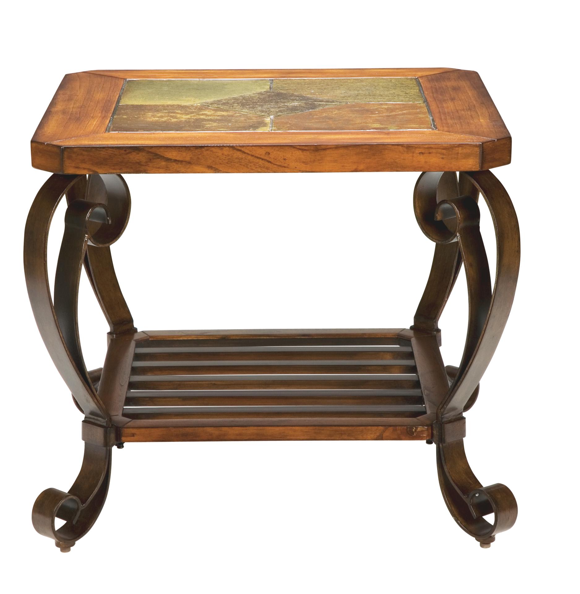Oak Slate End Table