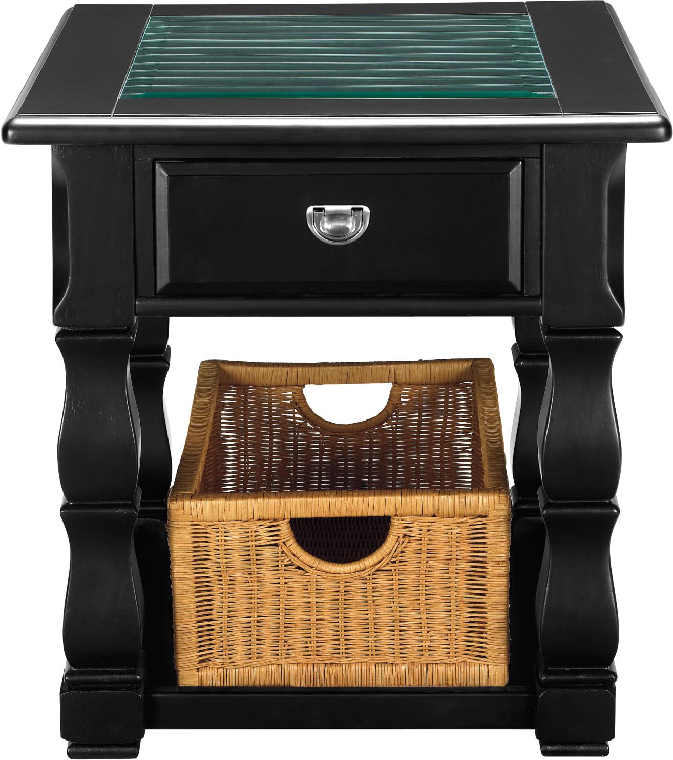 Plantation Cove Black End Table With Basket