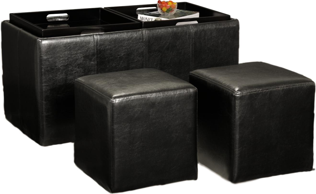 Black Double Ottoman With Trays
