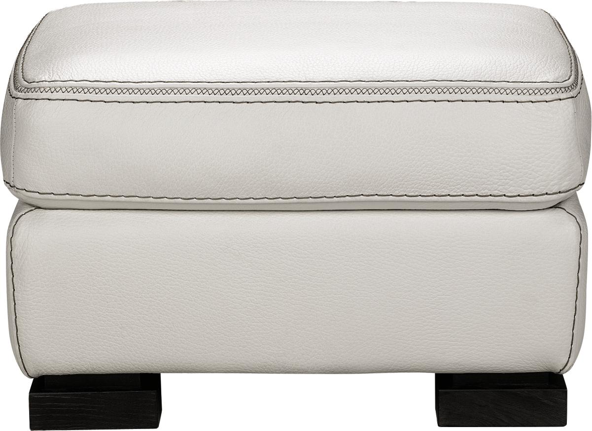 Florence White Leather Ottoman