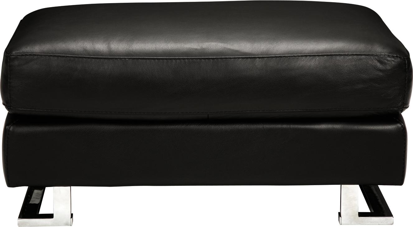 Lorenzo Black Leather Ottoman