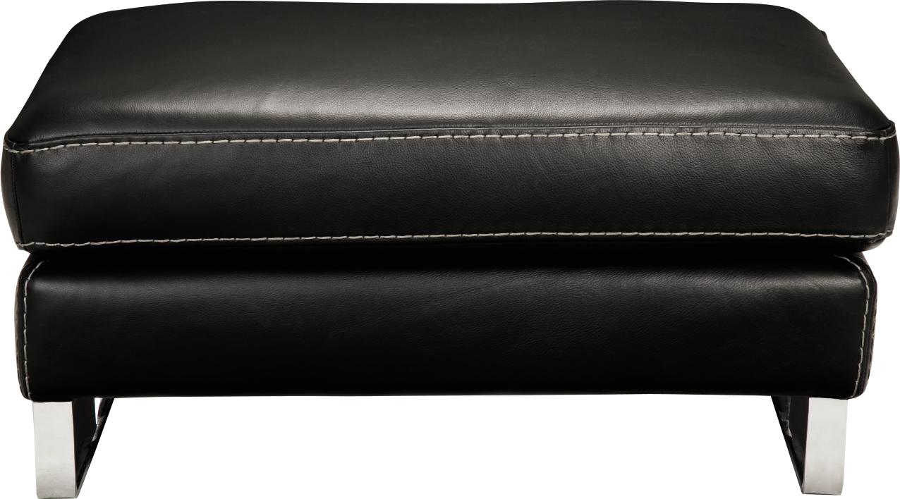 Giovanni Black Leather Ottoman