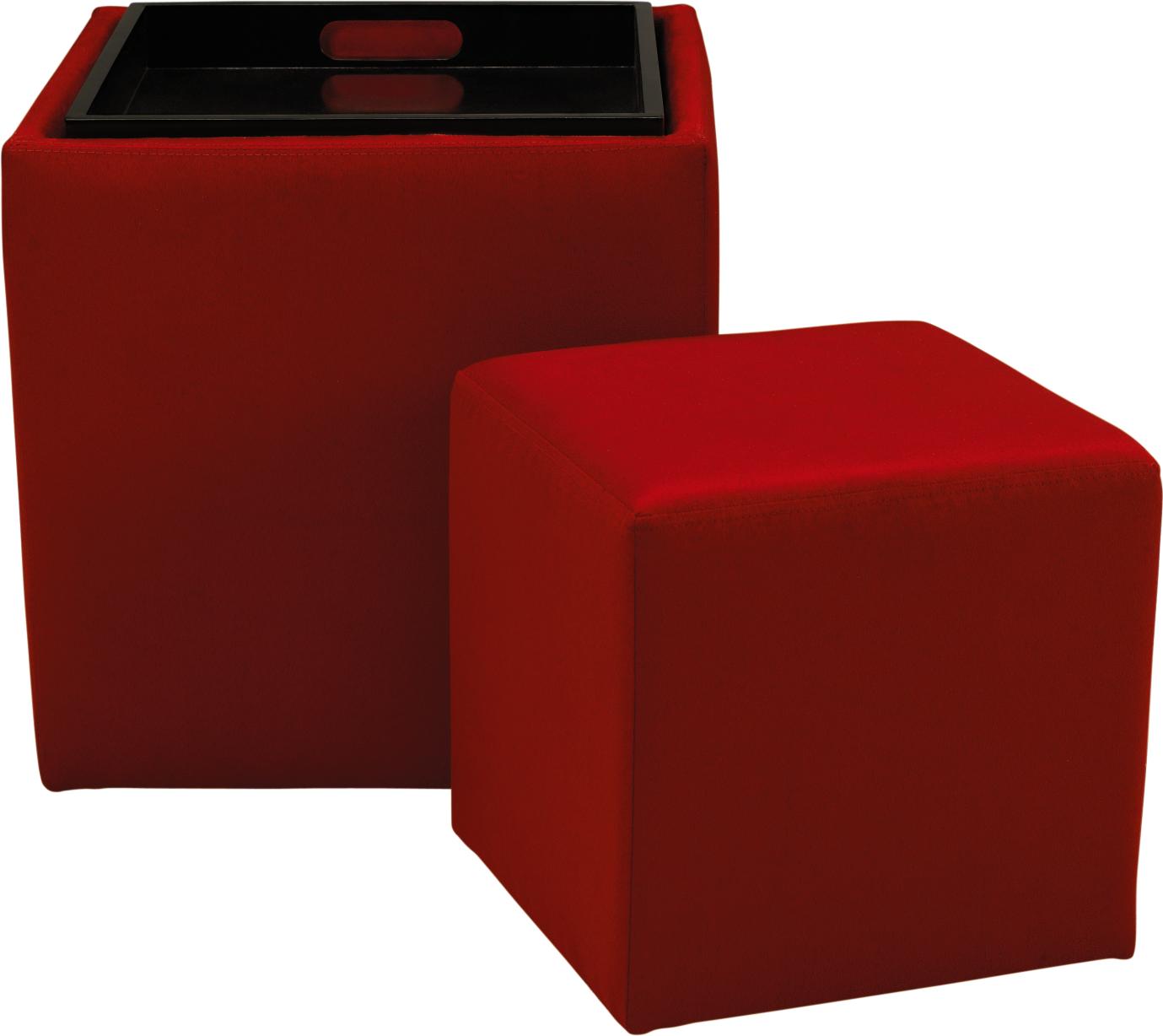 Red Storage Ottoman With Small Ottoman