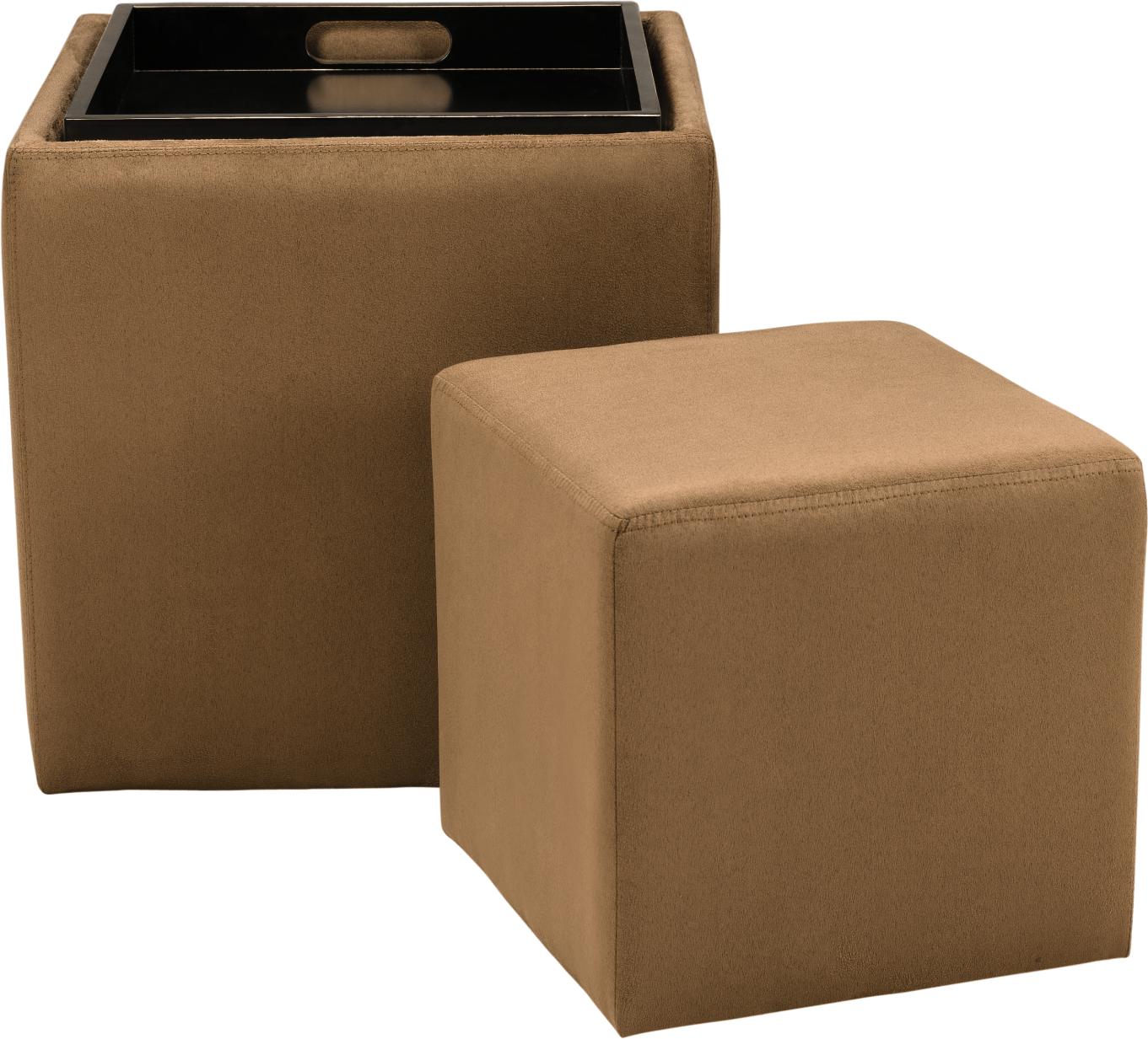 Tan Storage Ottoman With Small Ottoman