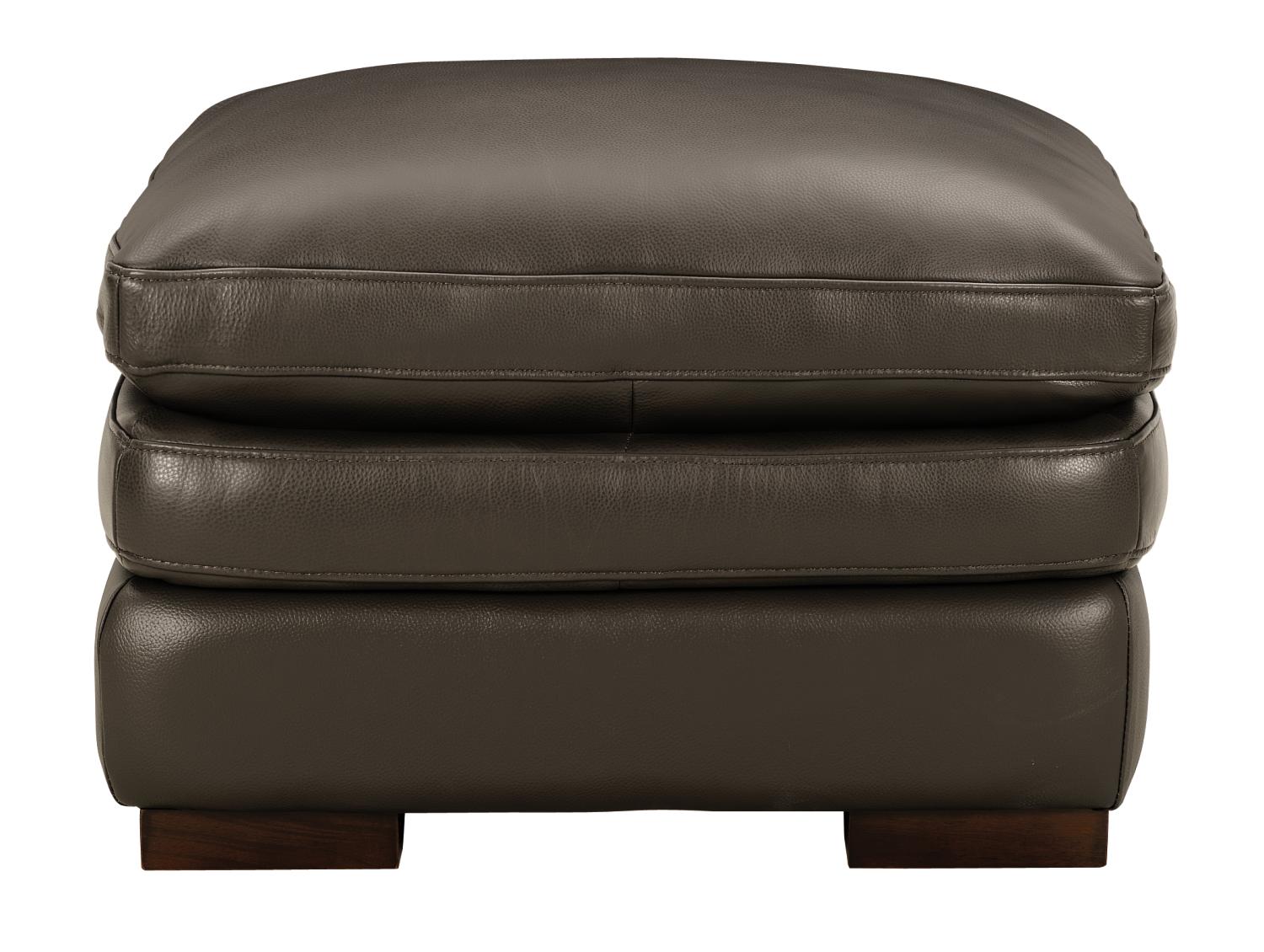 Ventura Gray Leather Ottoman