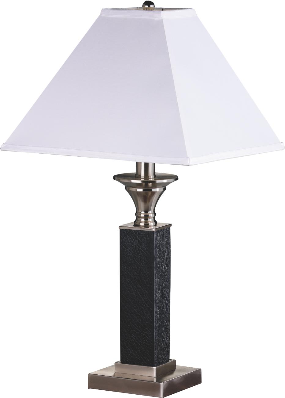 Brushed Steel Square Leather Table Lamp