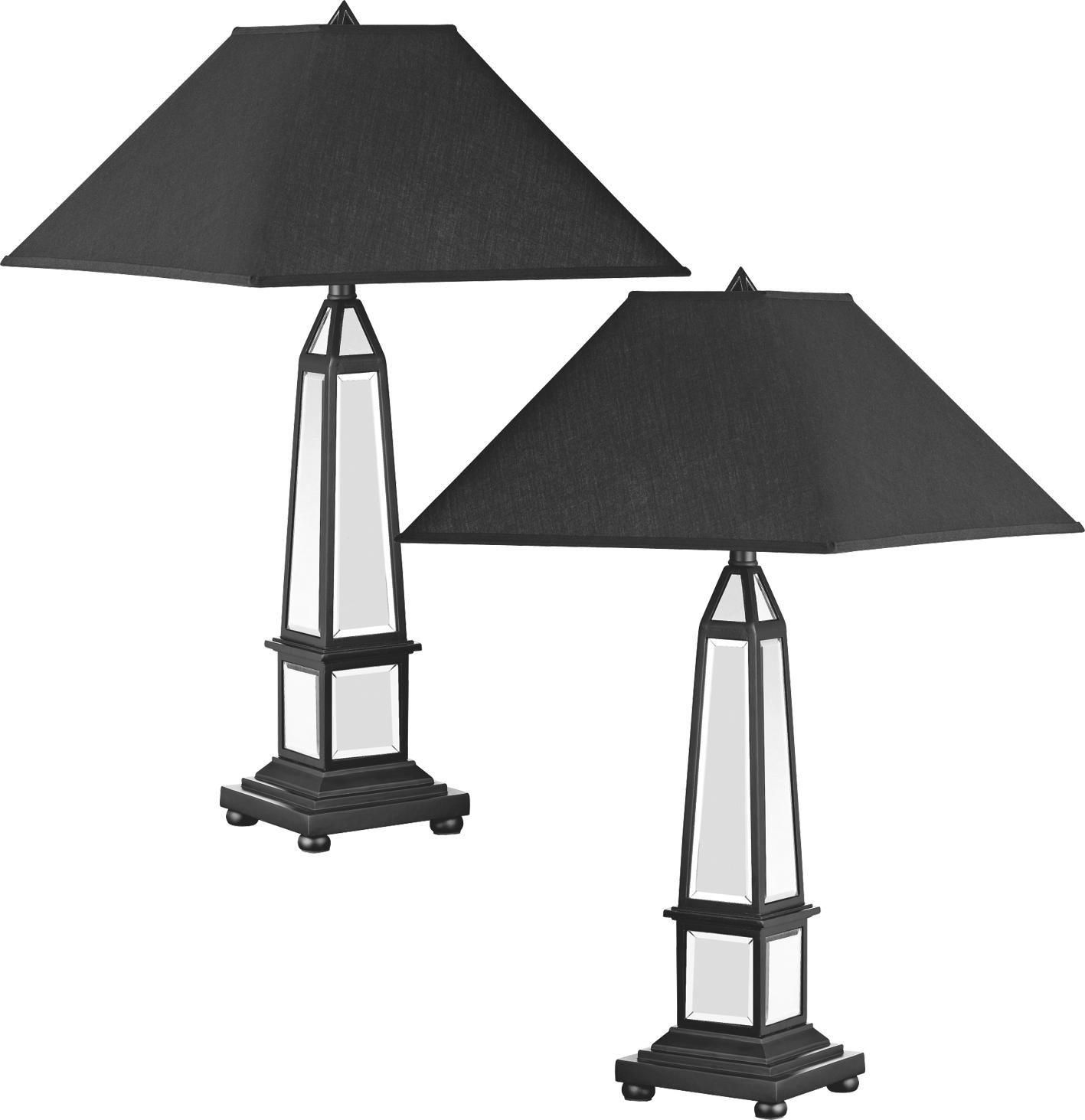Square Mirror Table Lamp 2-pc Set