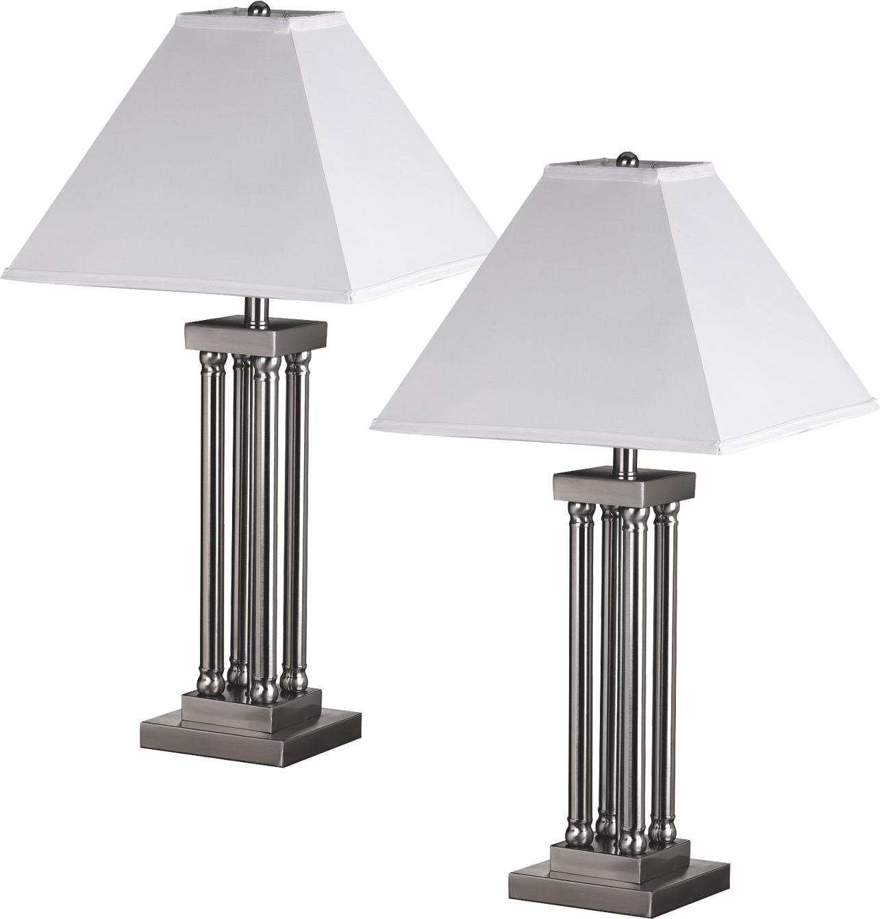Brushed Steel 2-pc Lamp Set