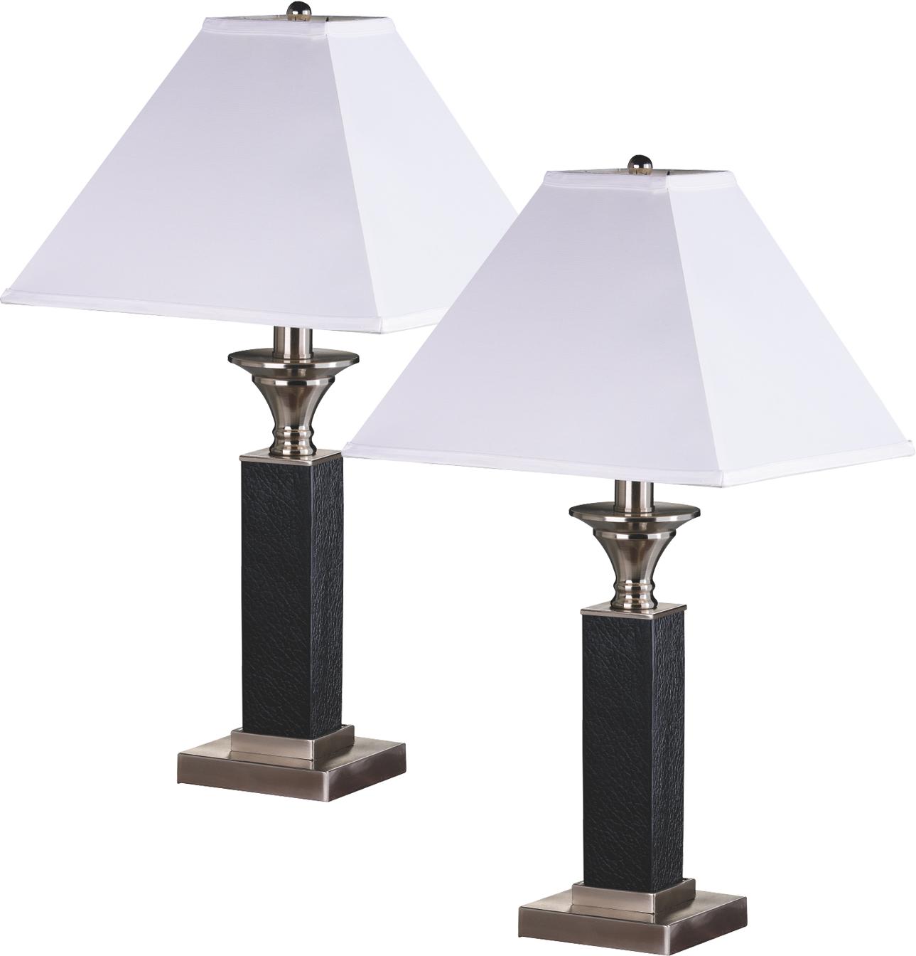 Square Brushed Steel 2-pc Lamp Set